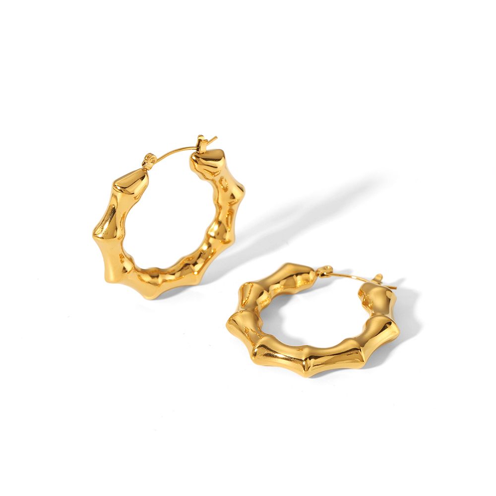 1 paire de boucles d'oreilles simples en forme de U de style classique en acier inoxydable plaqué or 18 carats pour femmes h5 